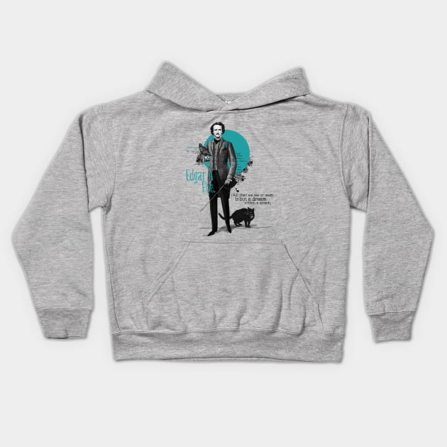 Edgar Allan Poe Kids Hoodie by Ikographik